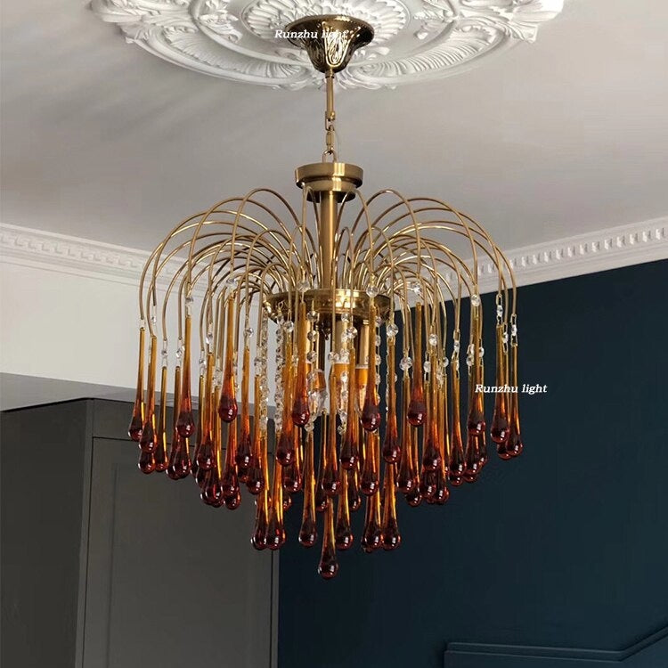 Murano Chandelier | Dining Room Light Fixtures | Italian Water Drop for Living Hotel - Chandeliers