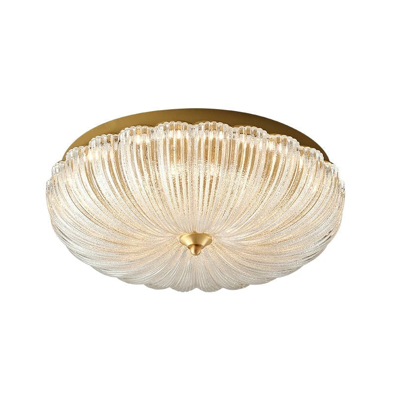 Vintage Glass Flush Mount Ceiling Light with Copper Accent for Low Ceilings - Mounts