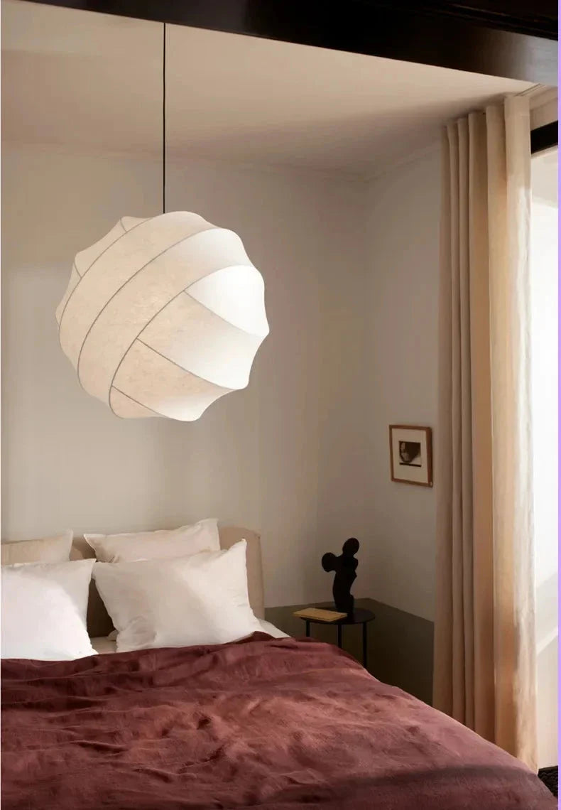 White Pendant Lamps | Silk Wabi-sabi Chandeliers | Japandi for Living Room Bedroom Restaurants - Lamps