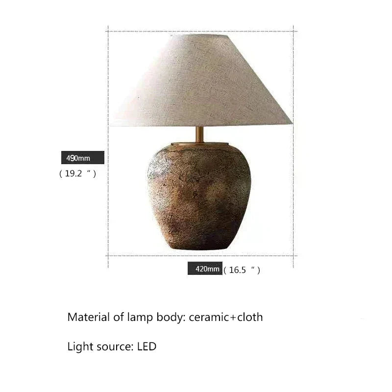 Wabi Style Ceramic Table Lamp - Modern Japandi Led in Earth Tones E27 Base for Bedroom Decor - Minimalist Lamps