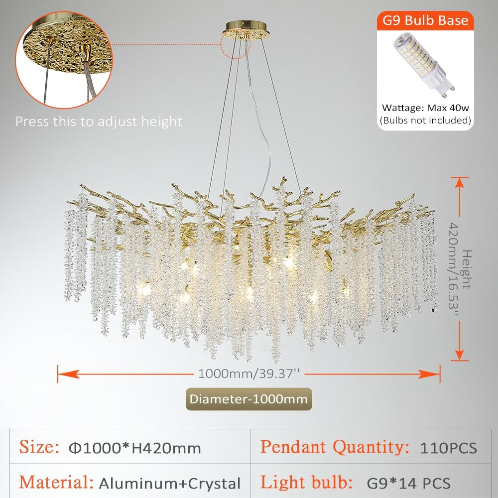 Real Crystal Chandelier | Wisteria Luxury Lighting for Stairs Living Room Restaurants - Semi-flush Mounts