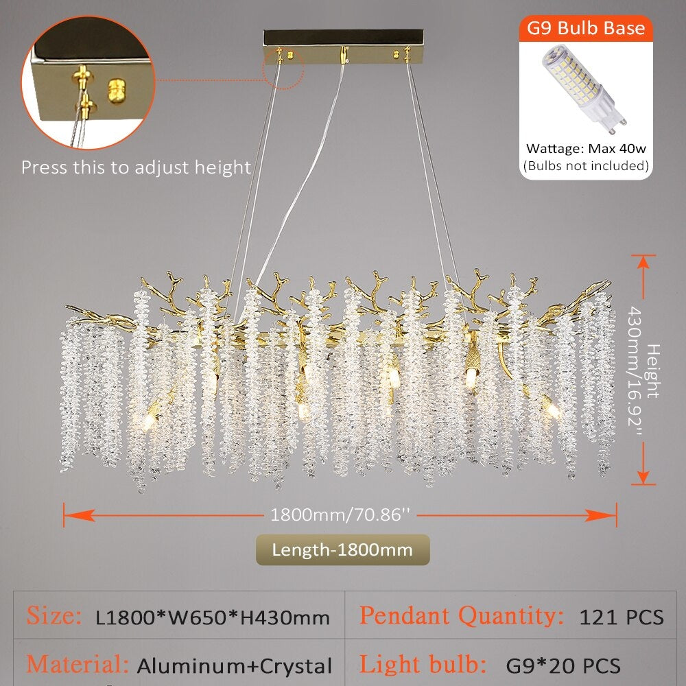 Real Crystal Chandelier | Wisteria Luxury Lighting for Stairs Living Room Restaurants - Semi-flush Mounts