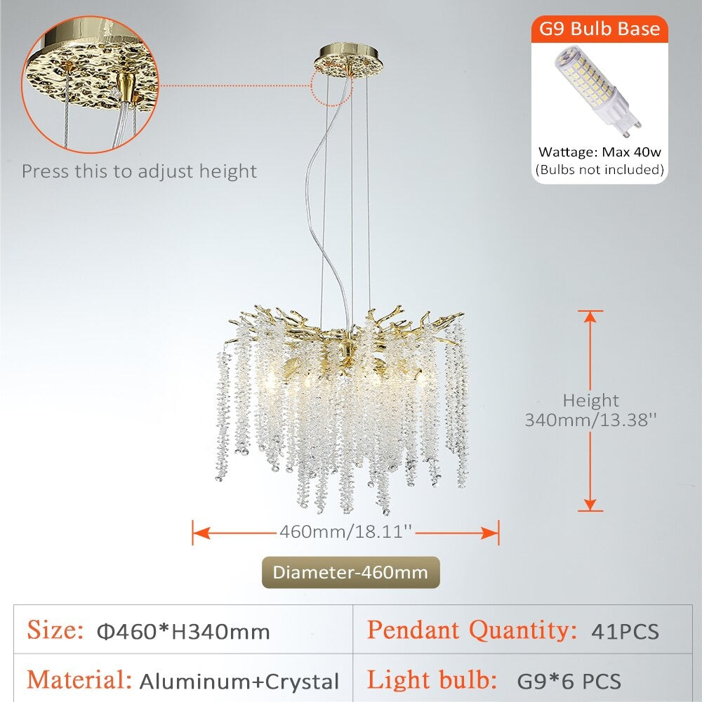 Real Crystal Chandelier | Wisteria Luxury Lighting for Stairs Living Room Restaurants - Semi-flush Mounts