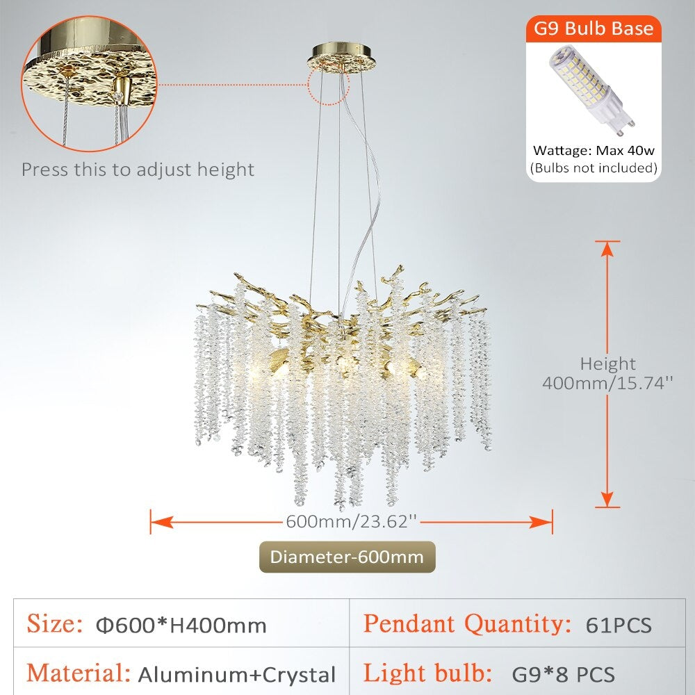 Real Crystal Chandelier | Wisteria Luxury Lighting for Stairs Living Room Restaurants - Semi-flush Mounts