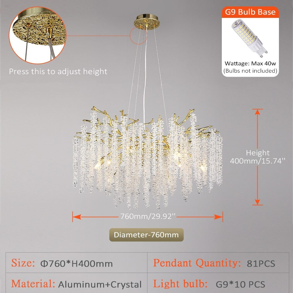 Real Crystal Chandelier | Wisteria Luxury Lighting for Stairs Living Room Restaurants - Semi-flush Mounts