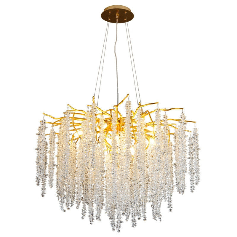 Real Crystal Chandelier | Wisteria Luxury Lighting for Stairs Living Room Restaurants - Semi-flush Mounts