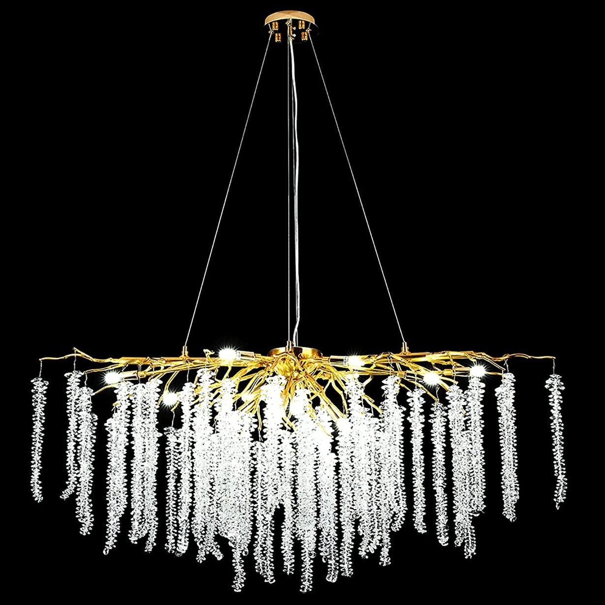 Real Crystal Chandelier | Wisteria Luxury Lighting for Stairs Living Room Restaurants - Semi-flush Mounts