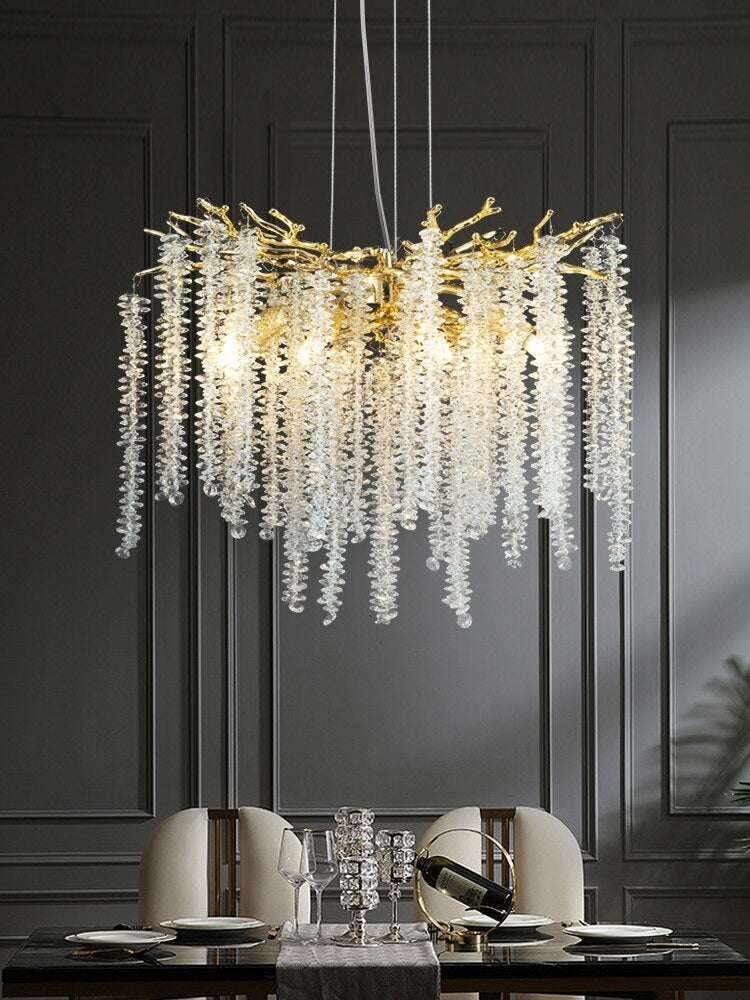 Real Crystal Chandelier | Wisteria Luxury Lighting for Stairs Living Room Restaurants - Semi-flush Mounts