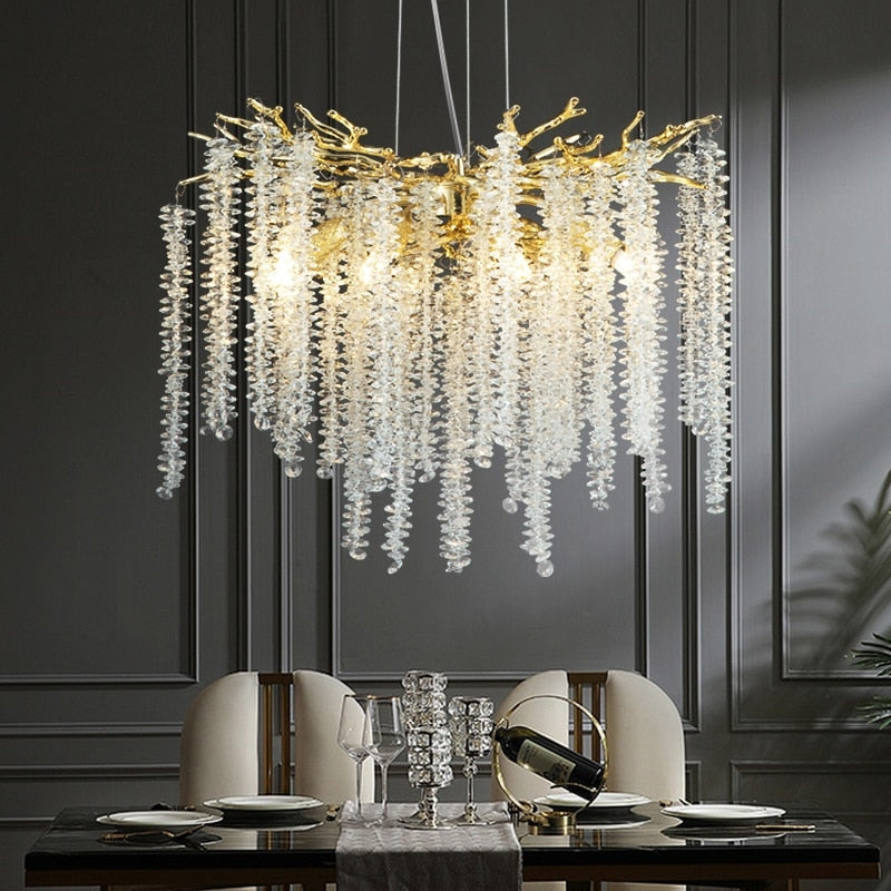 Real Crystal Chandelier | Wisteria Luxury Lighting for Stairs Living Room Restaurants - Semi-flush Mounts