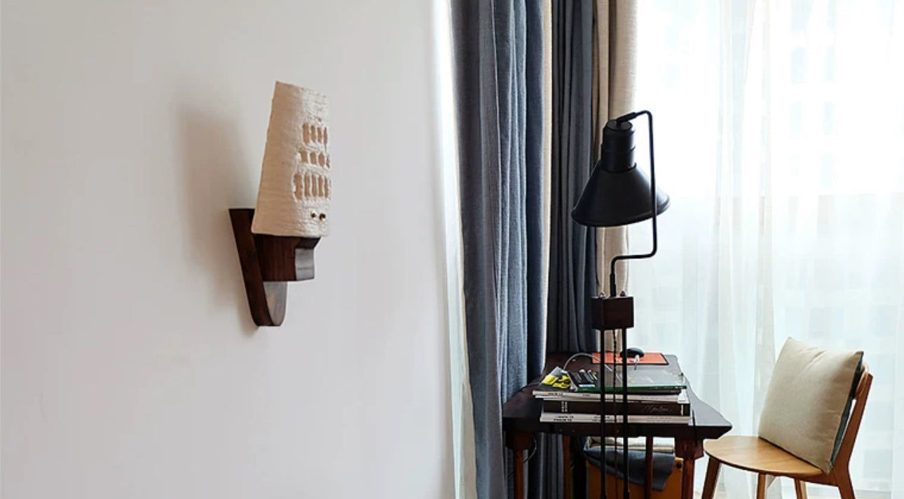 Wood Ceramic Wall Lamp for Modern Minimalist Interiors - Lamps