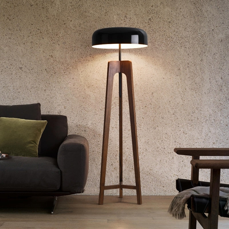 Tripod Lamp Wood Black Acrylic Lampshade Table and Floor Lighting Japandi Decor - Modern Lamps