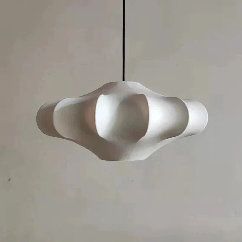 Minimalist Silk Pendant Lamp White Japandi Lamps for Living Room Bedroom - Lamps