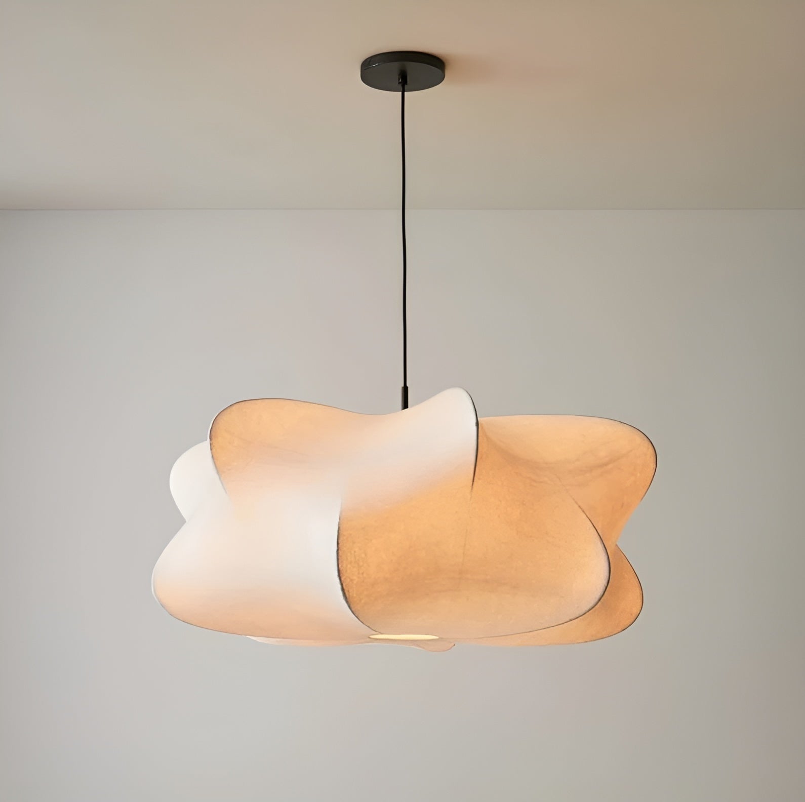 Minimalist Silk Pendant Lamp Japandi Lighting for Living Room Bedroom - Lamps